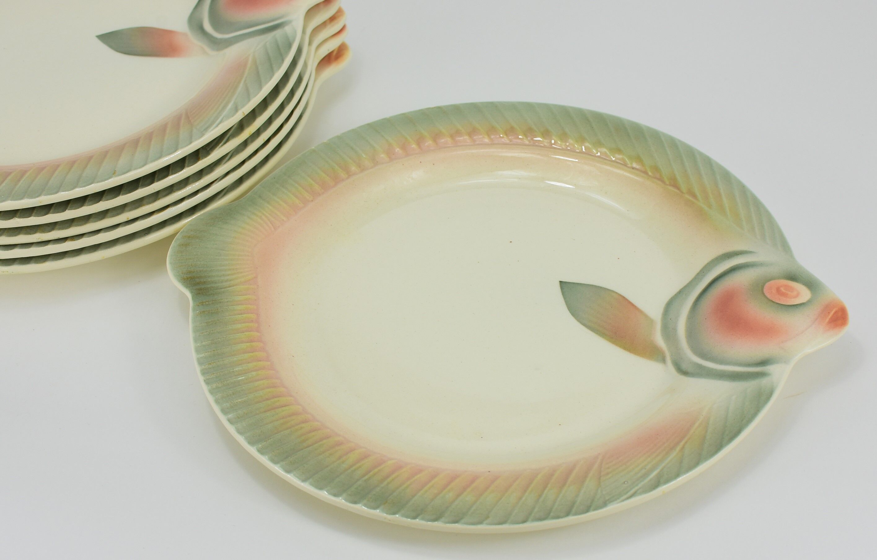 Set of 6 Digoin fish plates