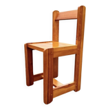 Chaise cubiste en pin massif, vers 1970