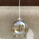 Suspension ancienne verre moulé doré années 70 vintage