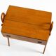 1950s ash wood sewing box, with a hinged top, multiple compartments