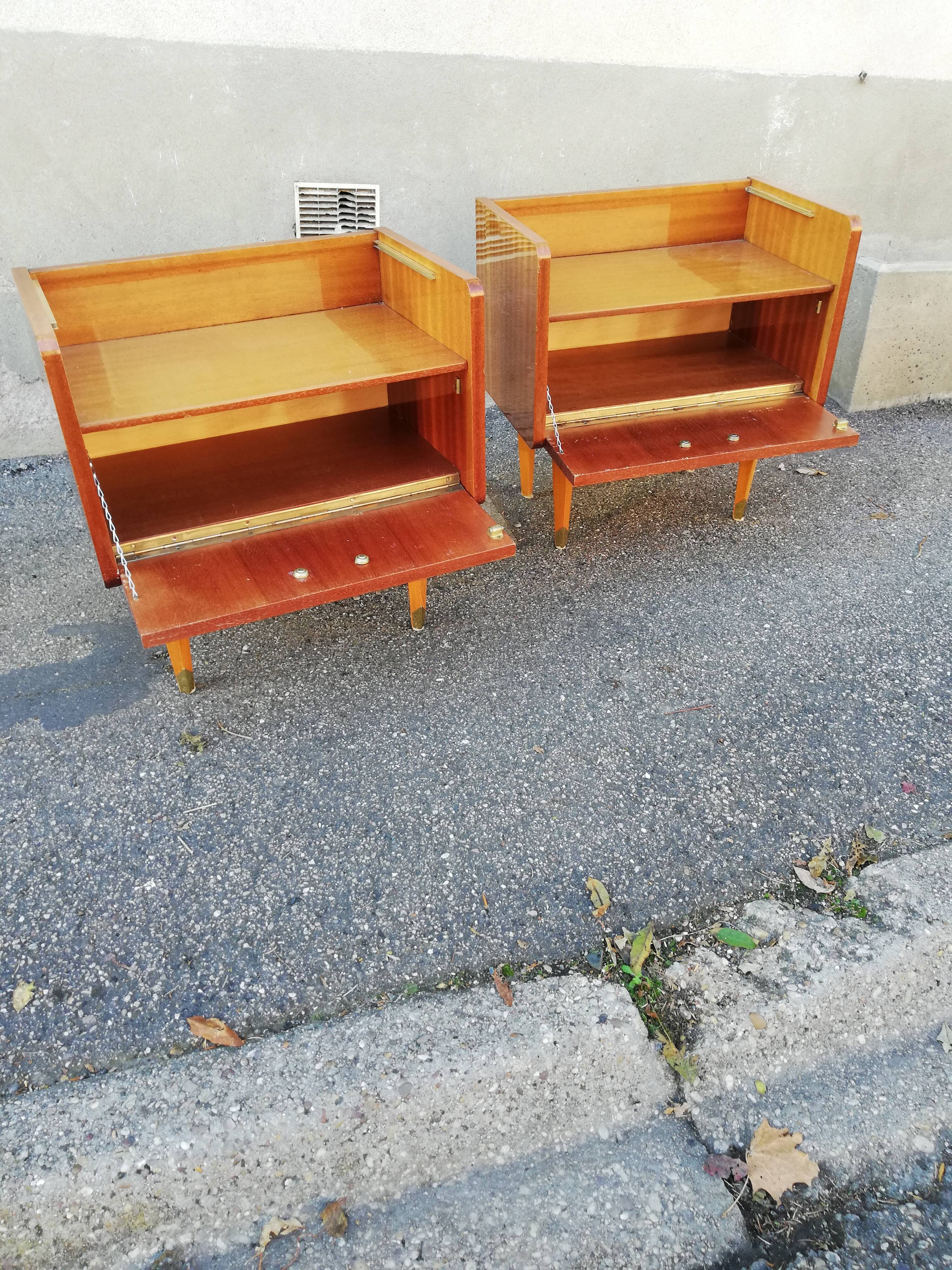 Pair of vintage bedside tables 1 flap