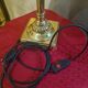 large 1970s luxury solid brass living room lamp with new linen shade 68x35
