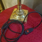 large 1970s luxury solid brass living room lamp with new linen shade 68x35