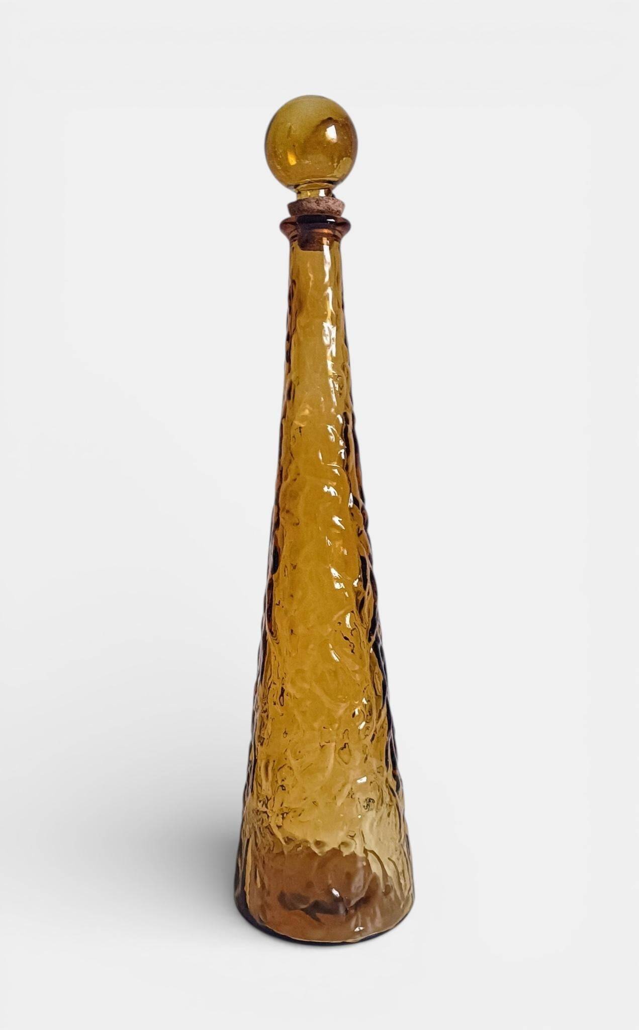 Empoli Amber Glass Decanter Set by Wayne Husted, Handmade in Italy