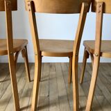 Set of 4 baumann bistro chairs in blond wood / honey stamped 40-50 years