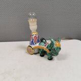 Unique "donkey" table lamp in ceramic with a harlequin pattern, Italy 1970s