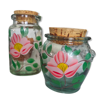Vintage hand painted glass jars