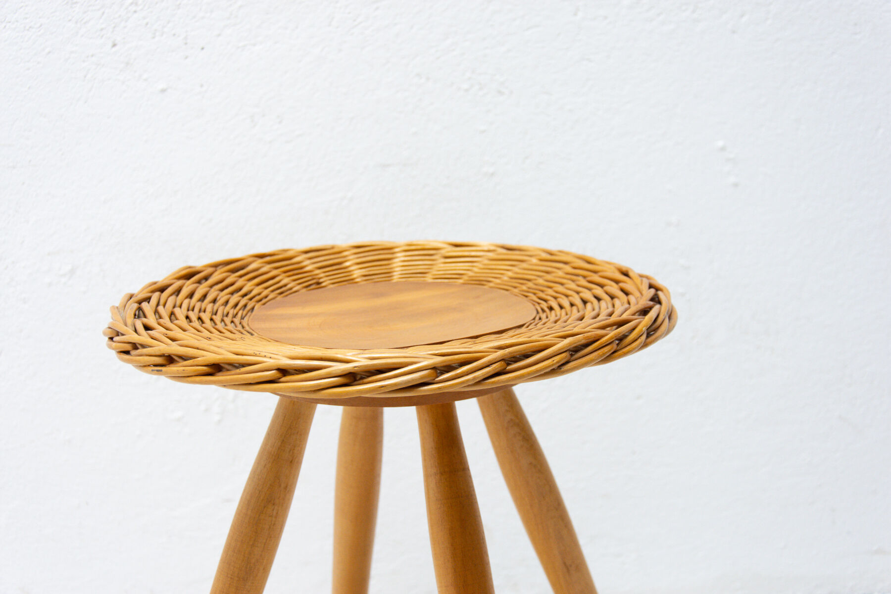 Mid century rattan stool by Jan Kalous for Úluv, 1960´s, Czechoslovakia