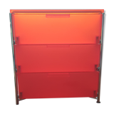 small cabinet with drawers bright red design, metal frame