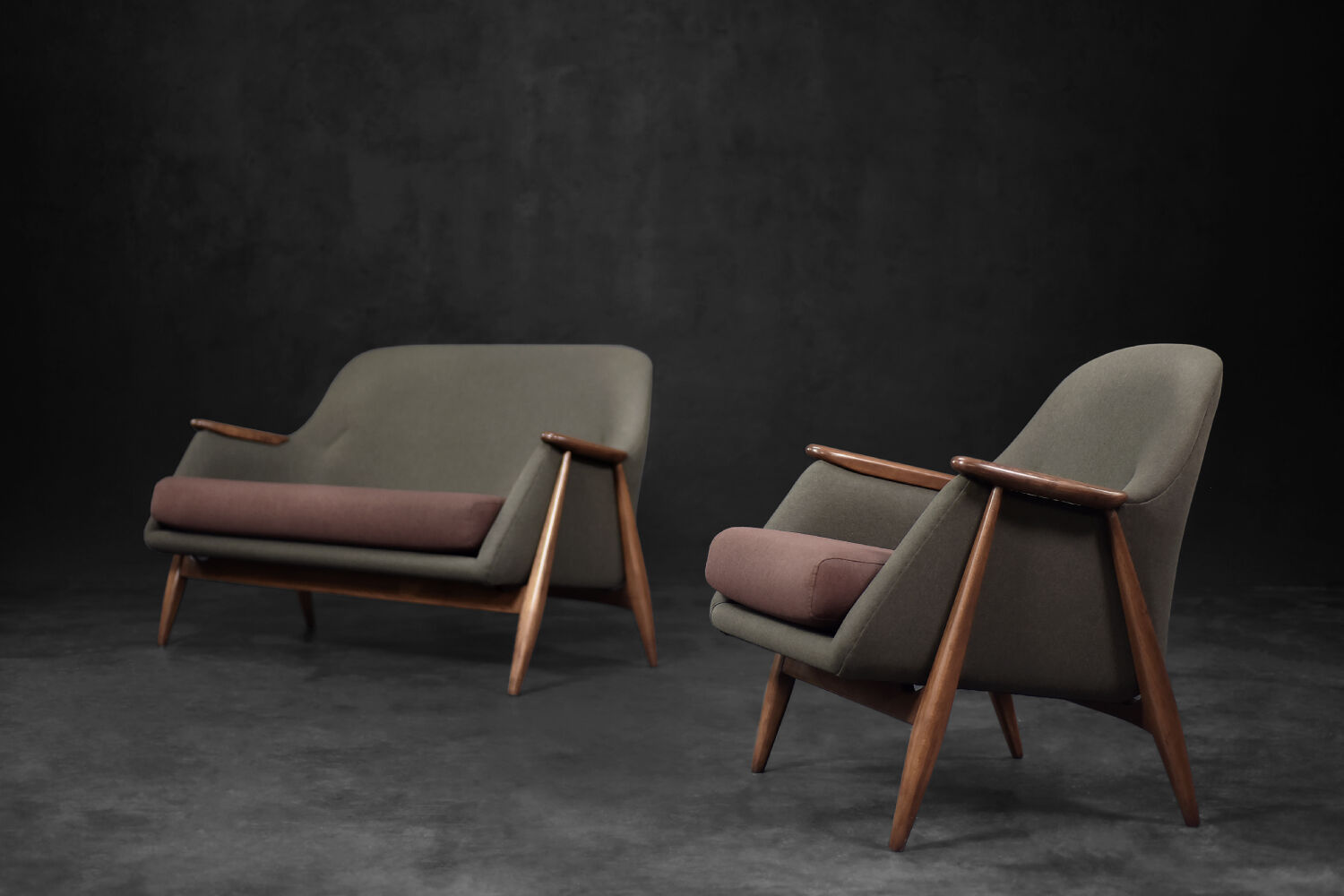 Vintage Mid-Century Modernist Living Room Set Pallas by Svante Skogh for Asko, 1950s, Set of 2