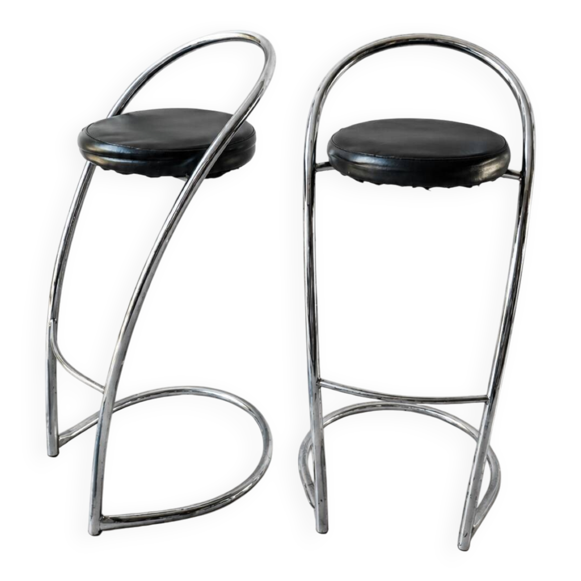 Pair of vintage chrome Effezeta bar stools – Italian design year
