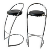 Pair of vintage chrome Effezeta bar stools – Italian design year