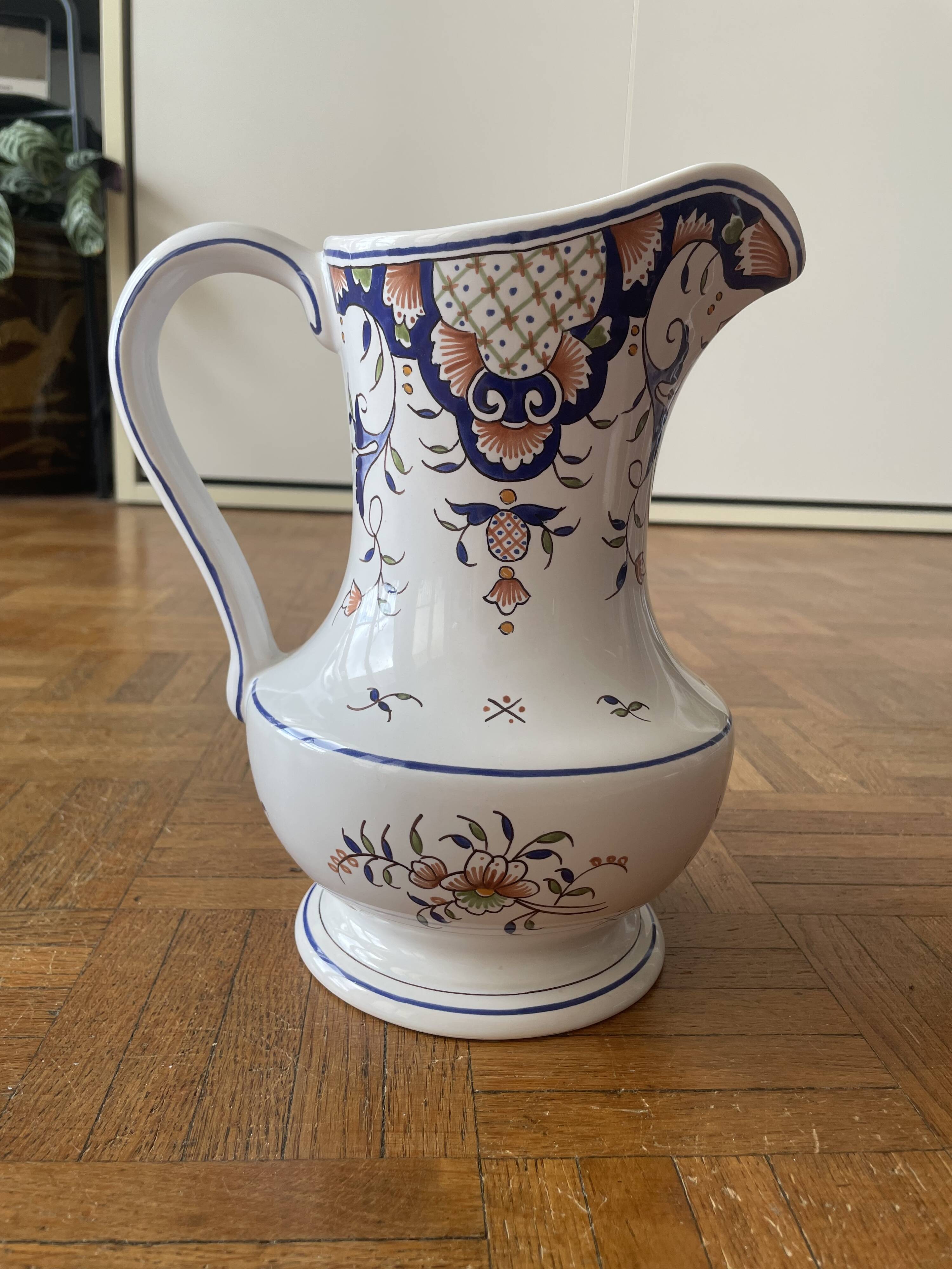 Large ceramic jug Old Rouen 1900