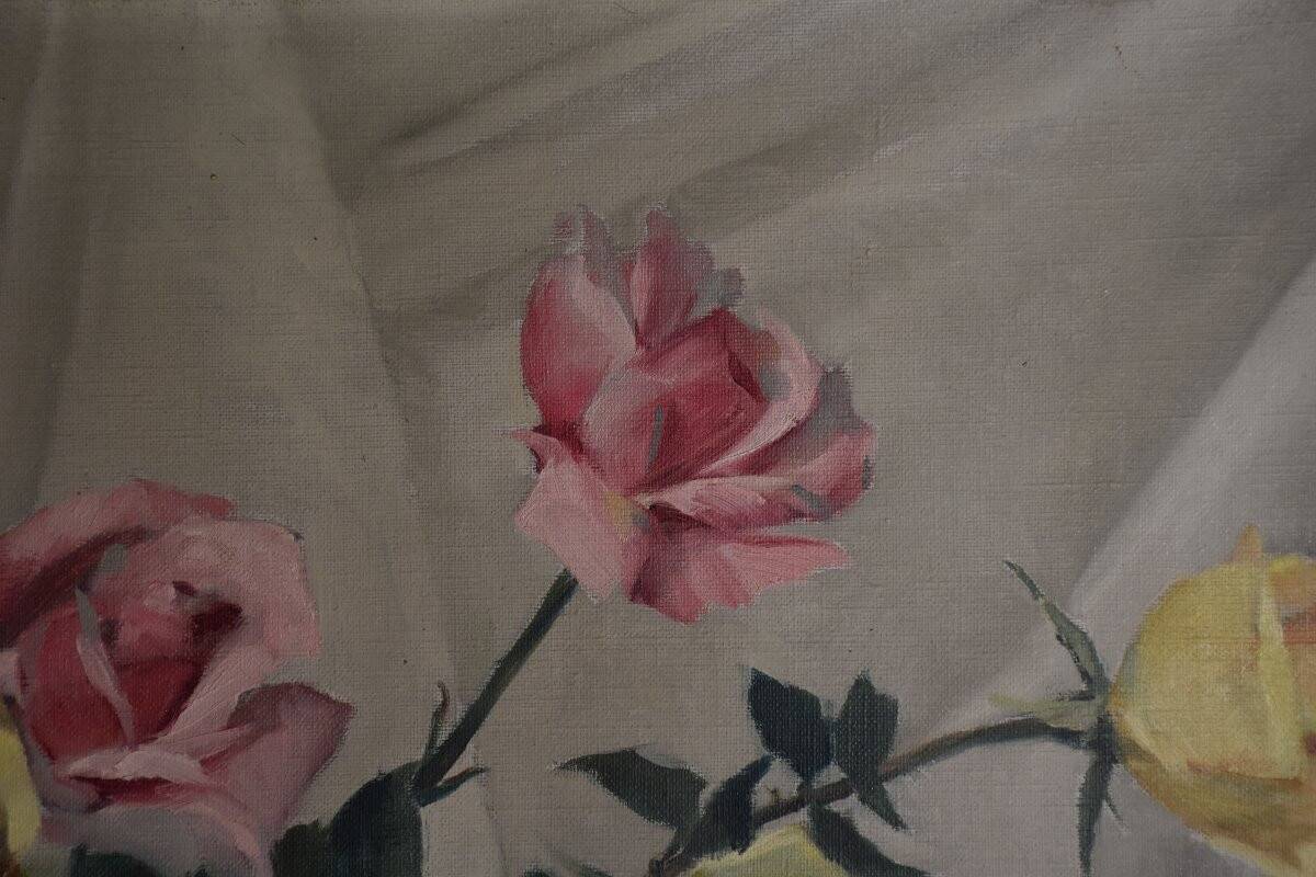 Gaston Ploquin, Roses in a glass vase (circa 1935)