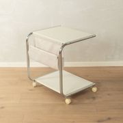 STRAJK side table by Tomas Jelinek for IKEA (1975, Bauhaus style, chrome and cream white, vintage)