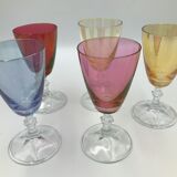 5 verre à pieds vintage multicolore