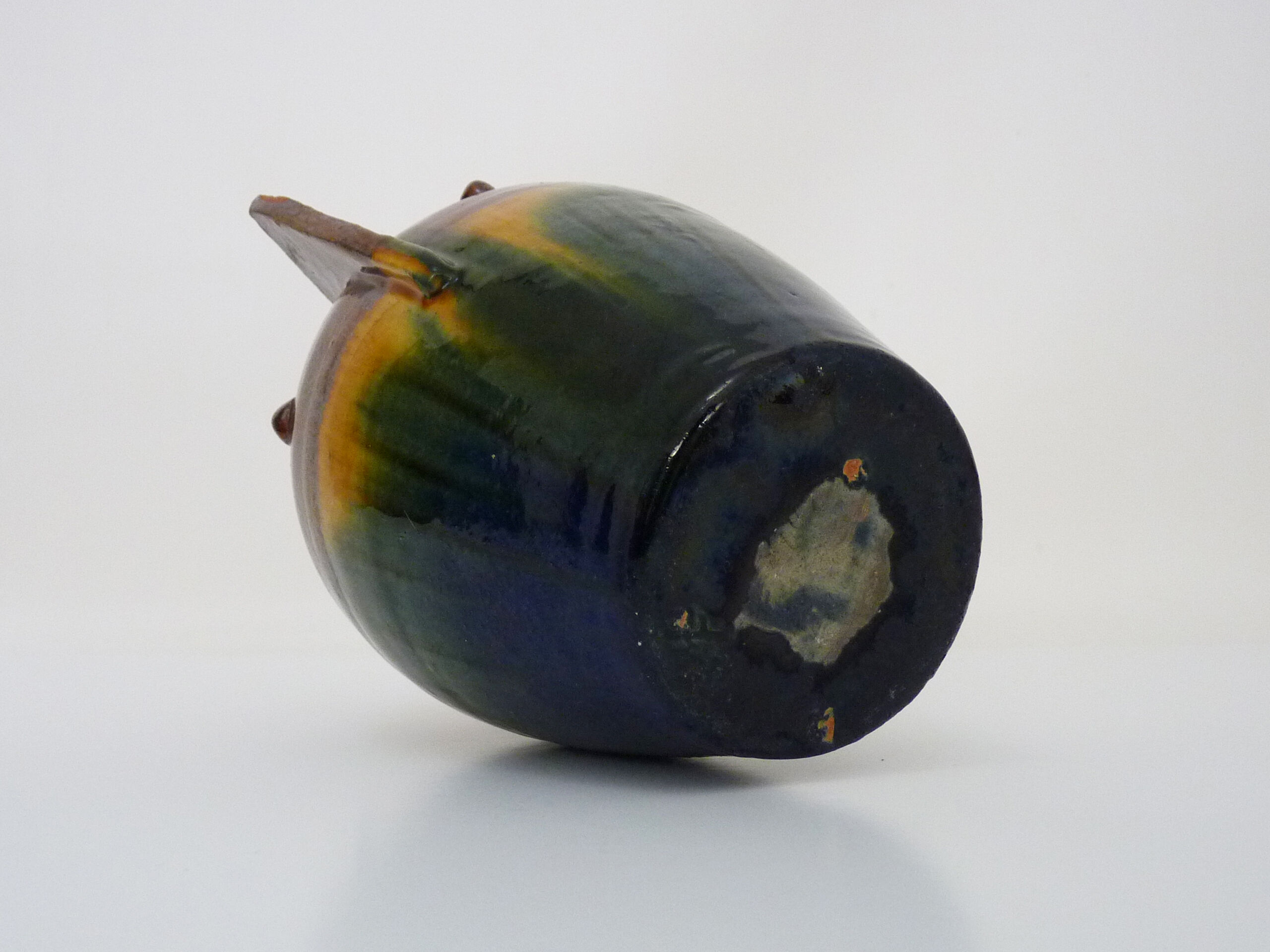 Vase in flamed stoneware with Rambervillers style ear. Signed