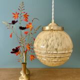 Vintage art deco globe pendant light in yellow and gold Clichy glass