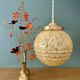 Vintage art deco globe pendant light in yellow and gold Clichy glass