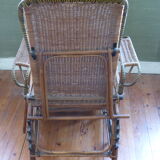 Chaise longue debut xx° in rattan, wicker and wood