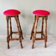 Pair of antique high stools in solid wood