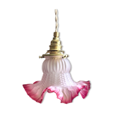Vintage pink frosted glass tulip lamp