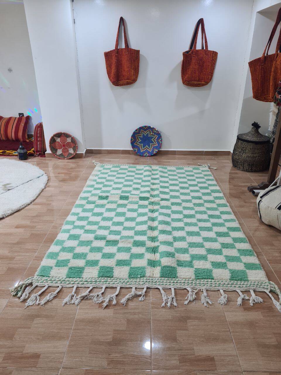 Handmade wool Berber rug 250x150 cm