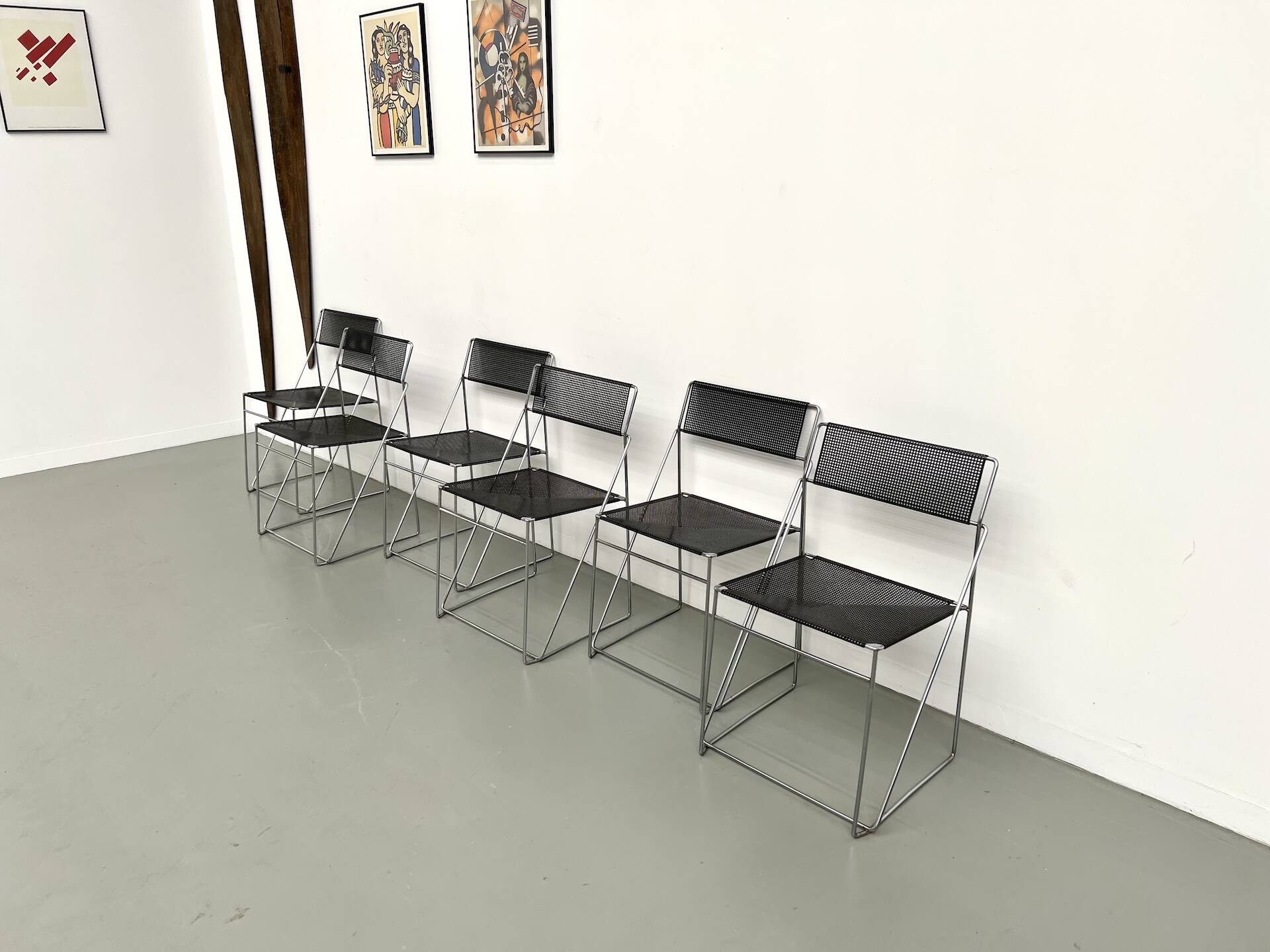 Set of 6 Nuova X-Line chairs, 1977