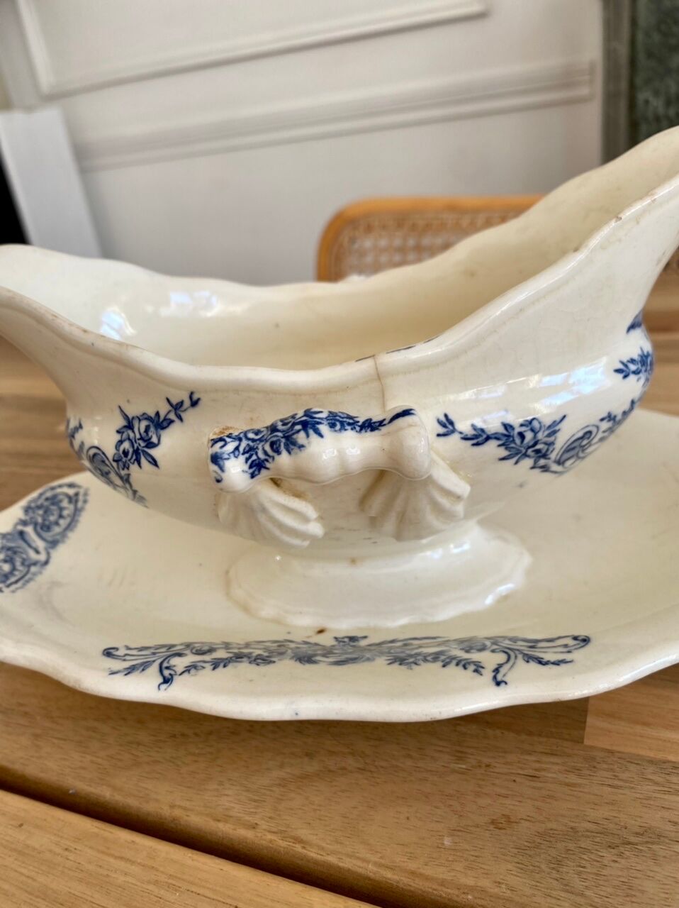 Blue iron earth gravy boat
