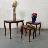 Vintage Louis XV style nesting tables in cherry wood