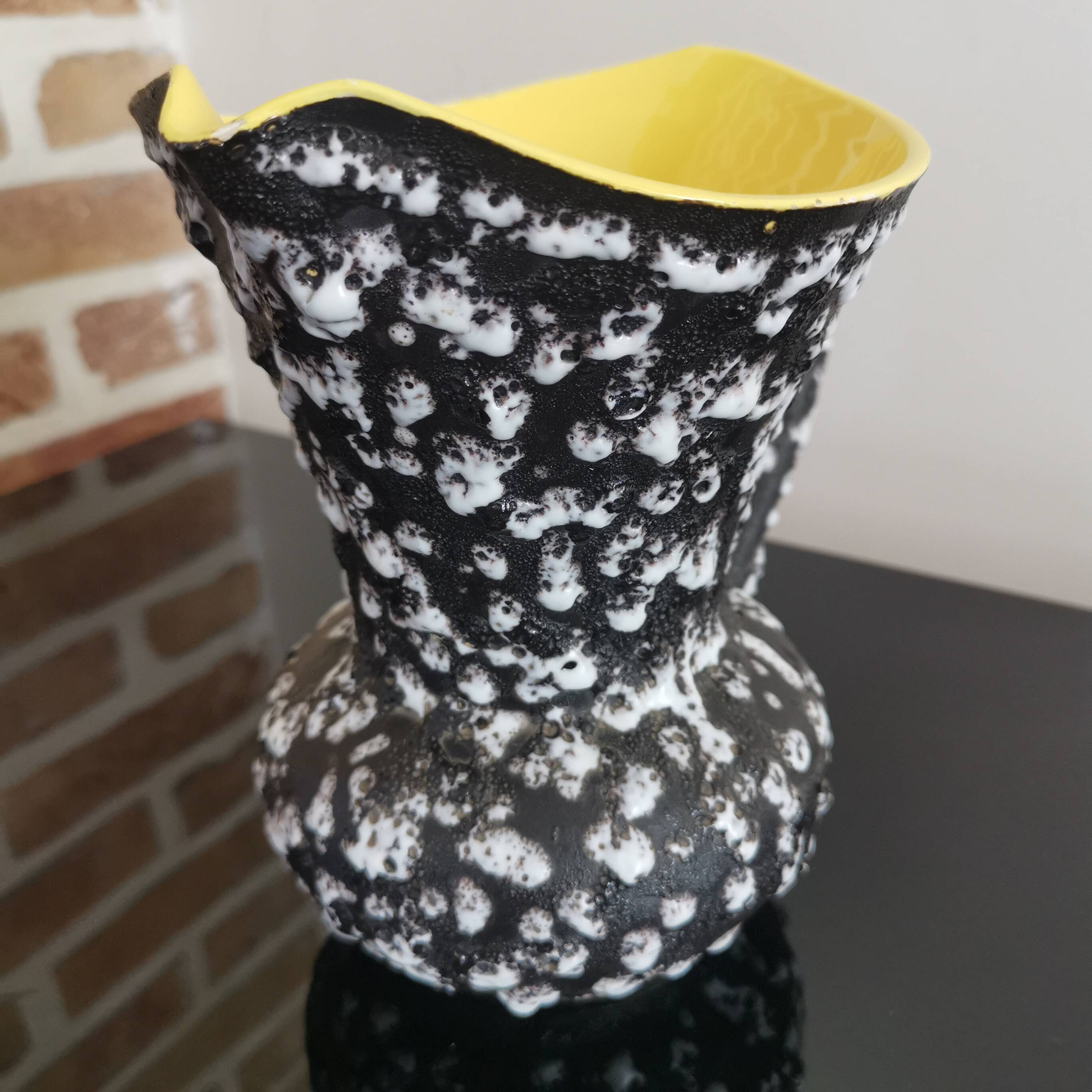 Large earthenware pitcher Vallauris Lunetta France ceramic design 60s