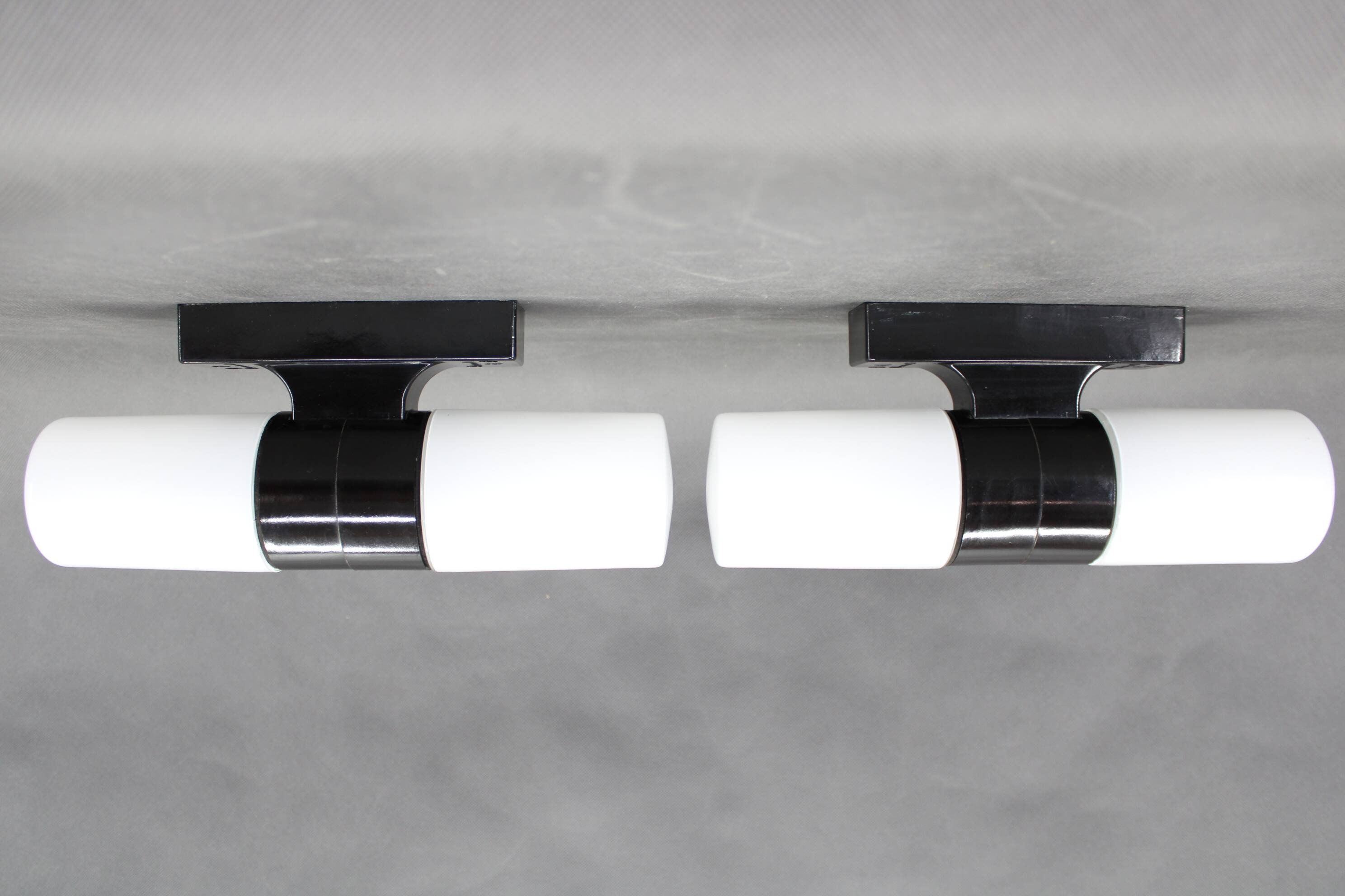 1960s Set of Two Glass/Bakelite Wall Lights , Czechoslovakia