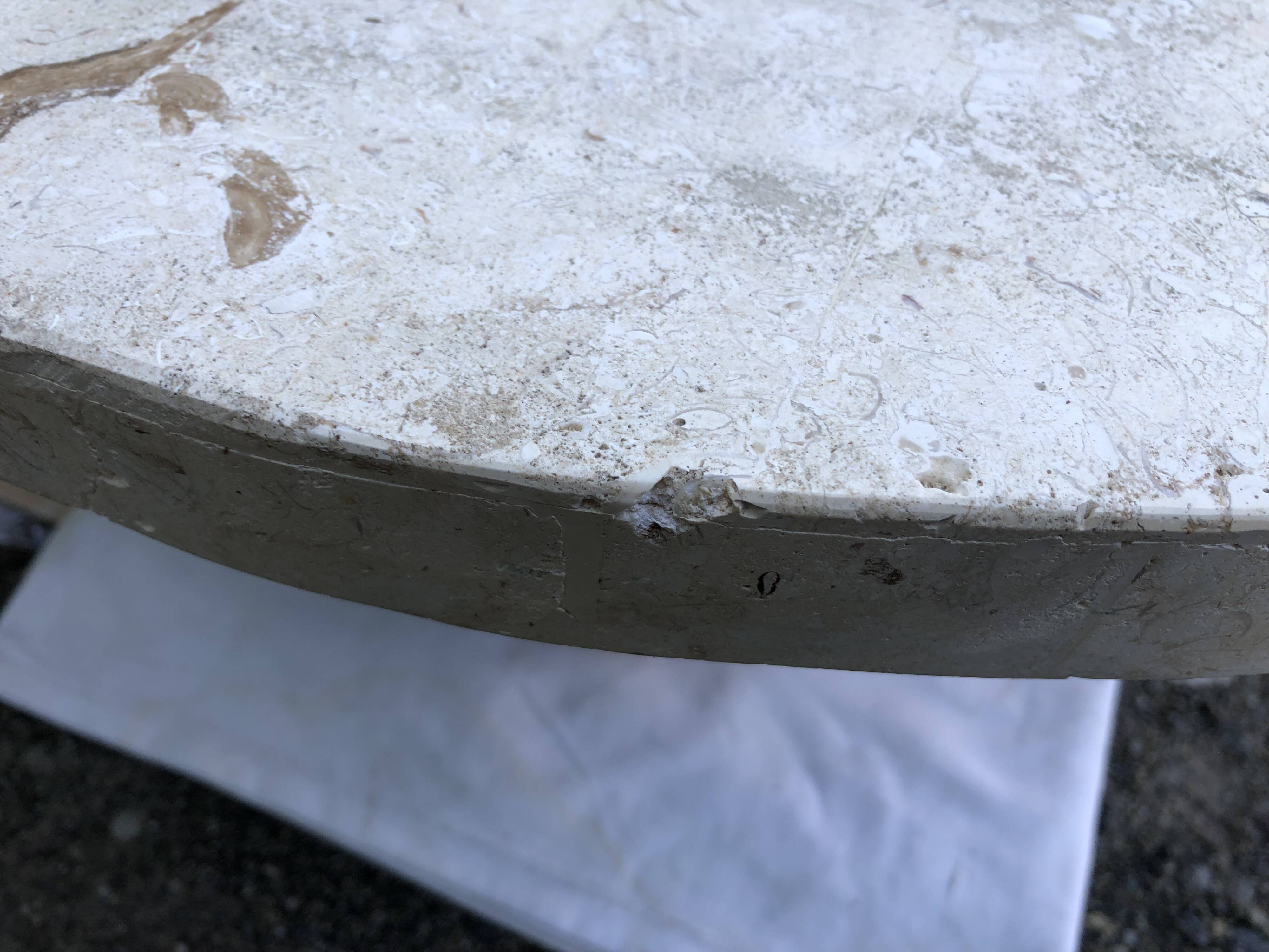 Vintage asymmetrical design coffee table in Mactan travertine stones by Magnussen ponte.