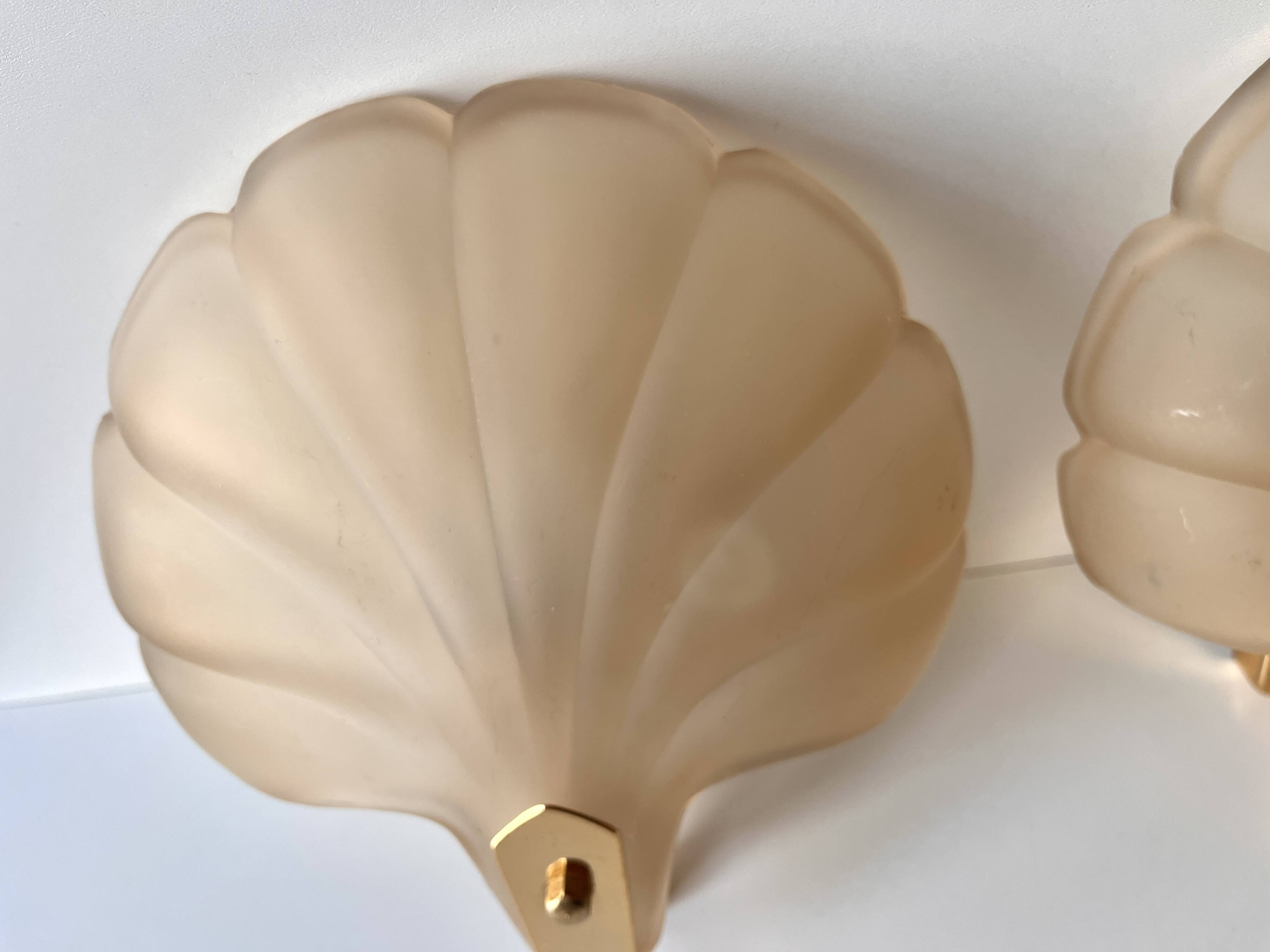 Appliques murales coquillages en verre vintage, lampes style art nouveau