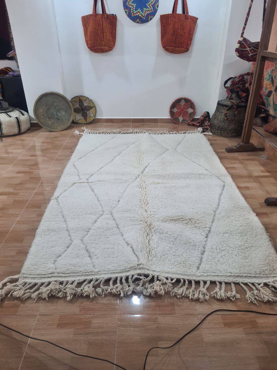 Handmade wool Berber rug 250x150 cm
