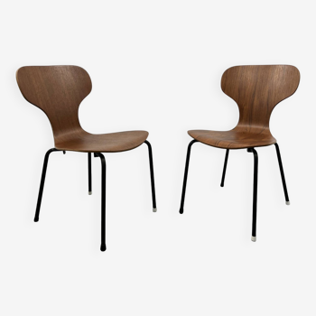 Mid-Century Danish Plywood Chairs, 1950s, Set of 2
