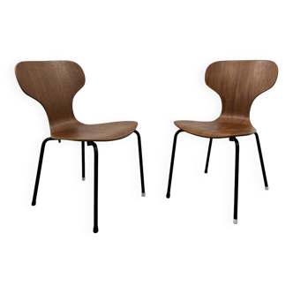 Chaises Mid-Century en Contreplaqué Danois, 1950s, Set de 2