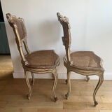2 caned chairs in Louis XV Regency style