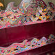 Folk painted wooden wall shelf