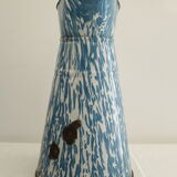 Vintage enamelled metal pitcher - blue and white