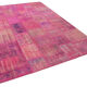 Handwoven oriental overdyed 202 cm x 298 cm pink patchwork carpet