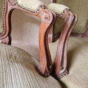 Pair of Louis XV style cabriolet armchairs in molded wood - 19th century
