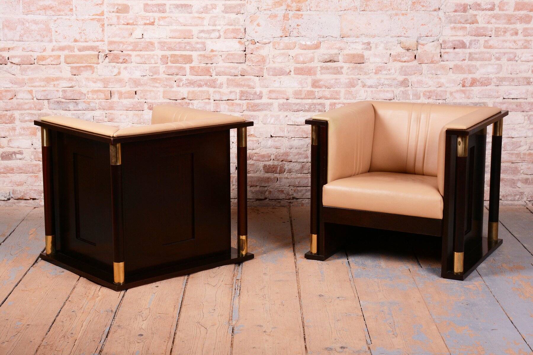 Art Nouveau Mahogany Armchairs from J. Hoffmann, Austria, 1910s, Set of 2