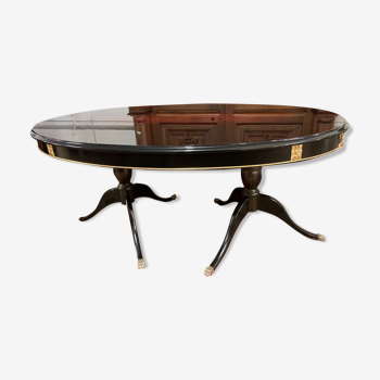 Black lacquered oval table