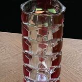 Cylindrical glass vase molded vintage geometric patterns
