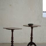 Pair of English side tables / pedestals, walnut, mid-century, 1940s.
