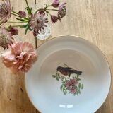 Vintage porcelain salad bowl - bird and flower decorations