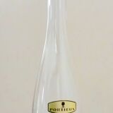 Liqueur set, blown glass, signed Portieux, 1 carafe & 6 stemmed glasses