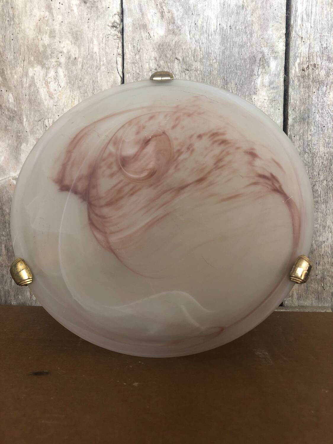 Old Glass Wall Lamp + Vintage Metal Support #A711