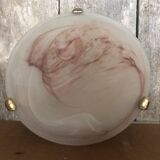 Old Glass Wall Lamp + Vintage Metal Support #A711